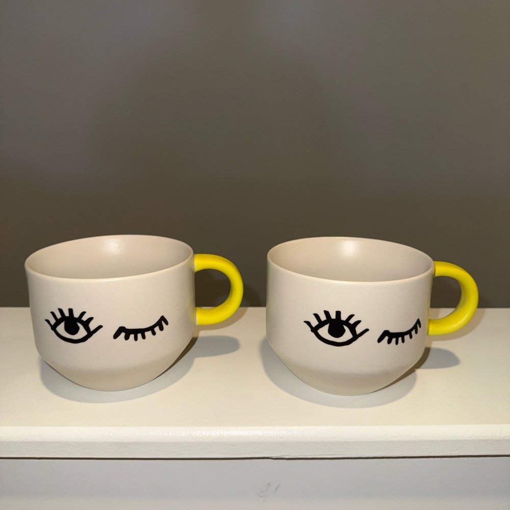 Starbucks- 2017 Winking Eye Cream Mugs (set of 2)
